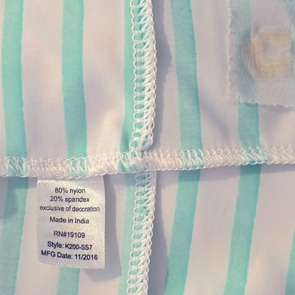 Kids Cabana Life Green & White Striped Nylon & Spandex Swim Cover Up Size 14